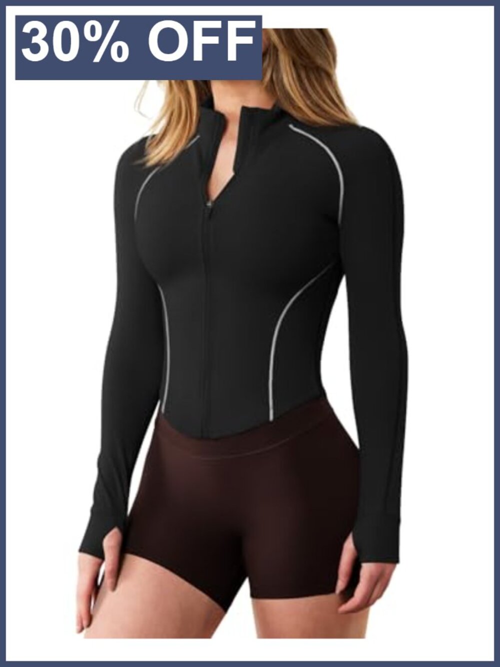 Women's Slim Fit Zip Up Workout Track Jacket with Thumb Holes